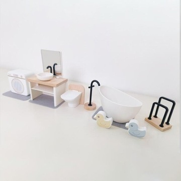 2 комплекта мини-кукольных домиков для ванной комнаты и спальни