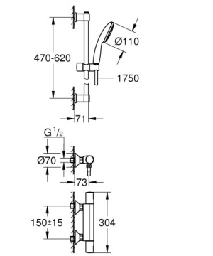 GROHE Precision Start Смеситель для душа с термостатом, матовый черный 34597243