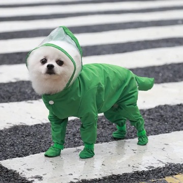 Dog Raincoat Waterproof With Backpack Towable Reflective Rain Coat Outdoor