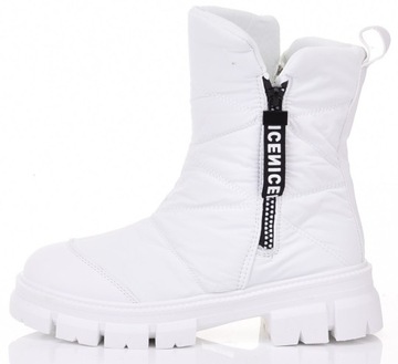 MODNE ŚNIEGOWCE DAMSKIE BUTY ZIMOWE NA PLATFORMIE OCIEPLONE