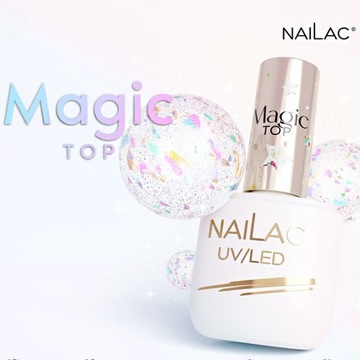 Самовыравнивающийся гибридный топ для ногтей с частицами NaiLac Magic Top 7мл
