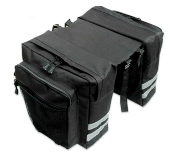 PODWÓJNA SAKWA TORBA ROWEROWA TYLNA Z ODBLASKAMI KUFER NA BAGAŻNIK 25L