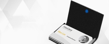 Кожаная визитница, Элегантный подарок для начальника, из искусственной кожи черного цвета