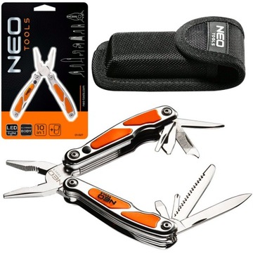 NEO SCYZORYK SZCZYPCE NÓŻ MULTITOOL SURVIVAL 10 funkcji latarka LED 01-027