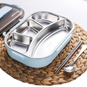 POJEMNIK Lunch Box OBIADOWY Dzielony 4komory 1,3L