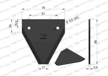 Нож, лезвие ножевого бруска Bizon 506000001, зубчатое снизу WARYŃSKI ( sp