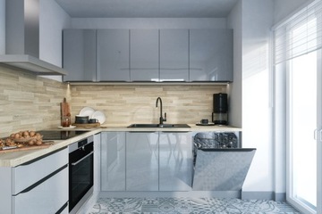 Кухонные акриловые глянцевые белые шкафы Кухонная мебель