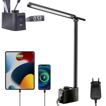 LAMPKA LED ŚCIEMNIALNA BIURKO SZKOLNA NOCNA LAMPA KREŚLARSKA REGULOWANA USB