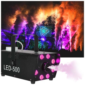 ГЕНЕРАТОР ТУМАНА ДЫМА МАЛЕНЬКИЙ ЭФФЕКТИВНЫЙ СВЕТОДИОДНЫЙ ЭФФЕКТ 500ВТ + 5Л ЖИДКОСТИ