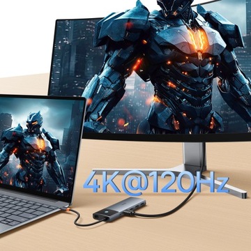 Концентратор-адаптер 10-в-1 Baseus 2x HDMI, USB-C, 3xUSB-A+RJ45+SD/TF, PD (серый)