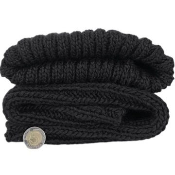 NAJGRUBSZY KOMPLET MĘSKI CZAPKA + KOMIN szal ciepły WEŁNIANY zimowy PREMIUM