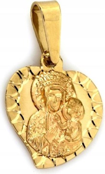 Złoty medalik 585 matka boska z jezusem chrzest św prezent 14k wisiore