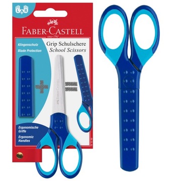 Nożyczki z osłonką FABER-CASTELL niebieskie
