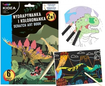 Kolorowanka i wydrapywanka 2w1dinozaury
