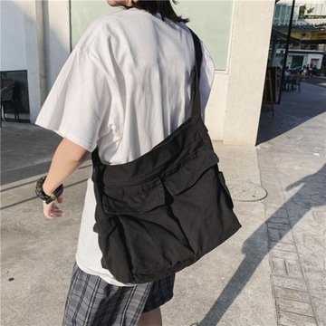 Modna torba na ramię, duży rozmiar, czarna