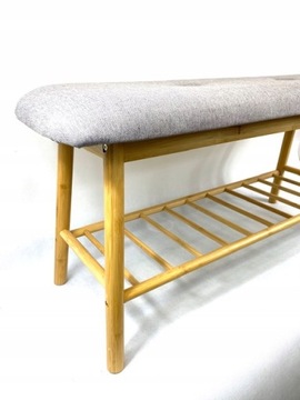 СКАМЬЯ БАМБУКОВАЯ С ПОЛКОЙ, МЯГКАЯ ОБИВКА 61X45X30