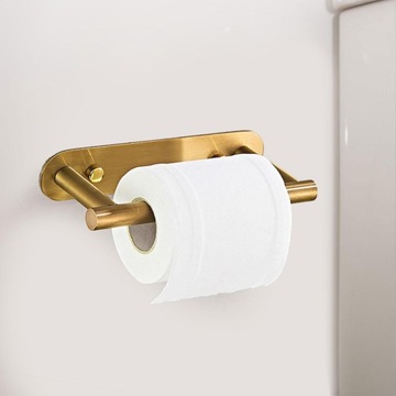 Держатель для рулонов туалетной бумаги. Современная массивная подставка для хранения из матового золота.