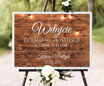 Tablica powitalna 50x70cm ślub wesele Biała Ramka