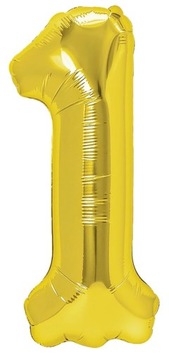 Balon Foliowy Cyfra 1 JEDEN Złoty Metaliczny ROCZEK Urodziny Party 100cm