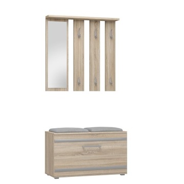 GARDEROBA 85CM SZAFA OBUWIE SIEDZISKO LUSTRO DĄB
