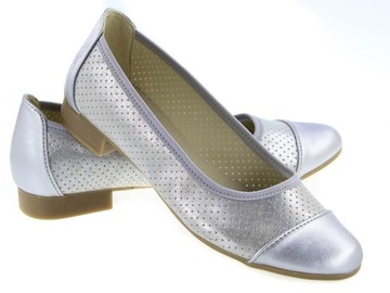 BALERINY Polskie buty BASTEK srebrne Balerinki 39