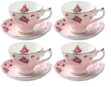 FILIŻANKA CIENKA PORCELANA RÓŻOWA RÓŻA 220 ML BONE CHINA NA PREZENT