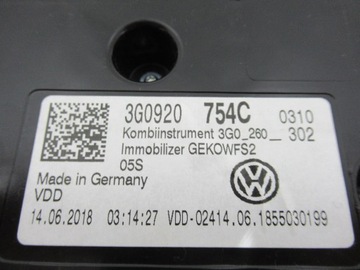 LICZNIK ZEGARY 3G0920754C VW Passat B8 Hybrid