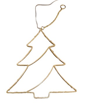 Dekoracja LED metalowa choinka do zawieszenia złota 30 cm wada