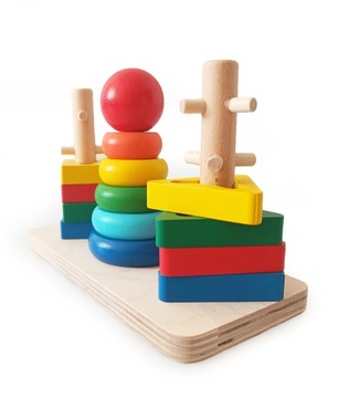 Деревянный пазл Монтессори форм и цветов, сенсорный сортер, кубики