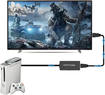 АДАПТЕР SCART TO HDMI КОНВЕРТЕР EURO AV PAL NTSC УЛУЧШЕННАЯ ВЕРСИЯ С КАБЕЛЕМ