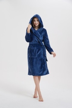 БАННЫЙ ХАЛАТ С КАПЮШОНОМ, НА ЗАВЯЗКЕ, МЯГКАЯ ТЕПЛАЯ РОЗОВАЯ, L/XL