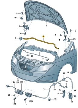 USZCZELKA GUMOWA PODSZYBIA 6J0823723A SEAT IBIZA 6J