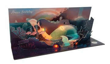 SYRENKA kartka urodzinowa 3D ze światełkiem LED