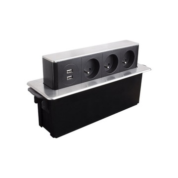 Gniazdo nablatowe Listwa Elektryczna USB Design Light srebrny