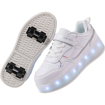 NOWY SWIECACE BUTOROLKI BUTY Z ROLKAMI LED ROLKI WROTKI R.29-38