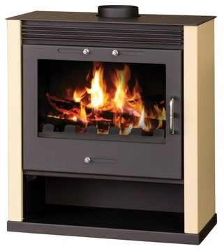 PIECYK PIEC KOMINEK NA DREWNO Z PŁASZCZEM WODNYM RUBIN B 13KW 130m² IVORY