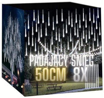 SOPLE SPADAJĄCY ŚNIEG 50CM LED METEORYT LAMPKI BIAŁE ZIMNE GIRLANDA