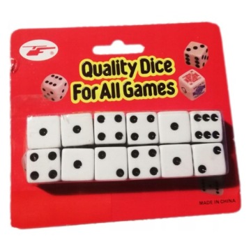 ИГРОВЫЕ КОСТИ, БЕЛЫЕ ШЕСТИГРАННЫЕ КОСТИ, 12 шт.