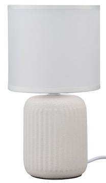 Lampka nocna z abażurem biała ceramiczna ryflowana DION