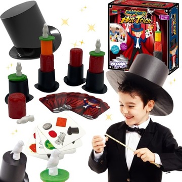 MAŁY MAGIK GRA ZRĘCZNOŚCIOWA MAGICZNE SZTUCZKI TRIKI KAPELUSZ MAGIKA WOOPIE