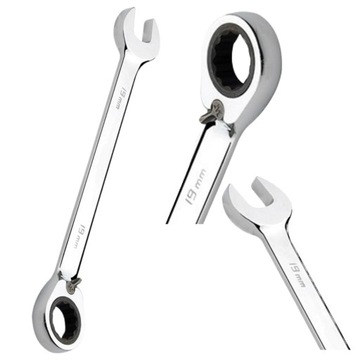 Klucz płaski Z DWUSTRONNĄ GRZECHOTKĄ CONSORTE - WYSOKA JAKOŚĆ CRV r. 17 mm