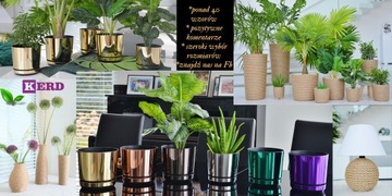 Piękna złota doniczka z połyskiem do kuchni salonu biura 14 cm Glamour LOFT