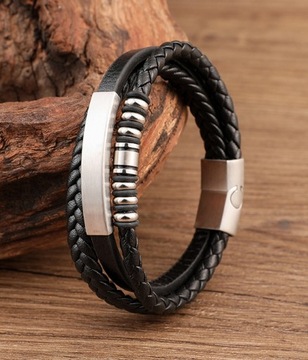 Мужской кожаный браслет KOLUSZKA для ПАПА брата с гравировкой