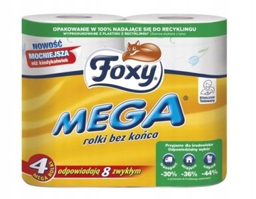 Papier toaletowy FOXY MEGA DŁUGI PAKIET 4szt. x 7 opakowań