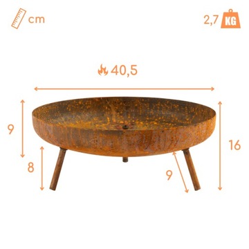 PALENISKO OGRODOWE METALOWE NA OGNISKO SUROWA STAL CAPRI 40 cm