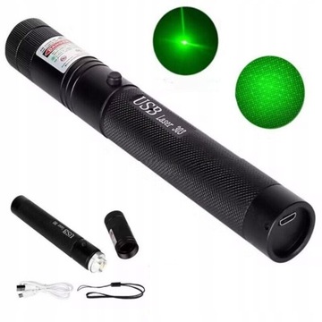 WSKAŹNIK LASEROWY POINTER LASER ZIELONY USB MOCNY 50000 mW DUŻY ZASIĘG