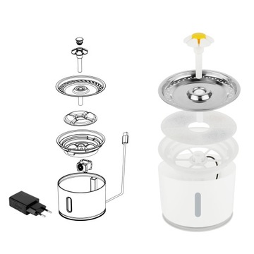 Автоматический фонтанчик для кошек и собак 2,4 л, 5 фильтров