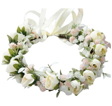 WIANEK NA GŁOWĘ OPASKA OZDOBA ŚLUB KOMUNIA KWIATY