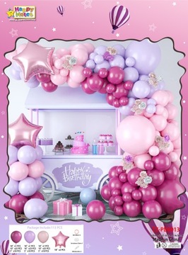GIRLANDA BALONOWA BALONY BORDOWE RÓŻOWE FIOLETOWE