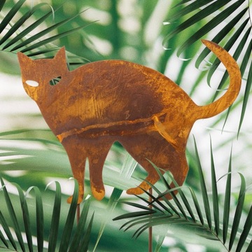 ЗЛАЯ КОТ КОРТЕН МЕТАЛЛИЧЕСКИЕ САДОВЫЕ УКРАШЕНИЯ СТОЯЩАЯ НА УЛИЦЕ ФИГУРКА